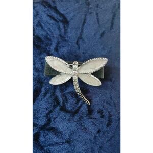 Dragonfly brooch Soft Pink Enameled Wings on metal with Sparkly Rhinestones